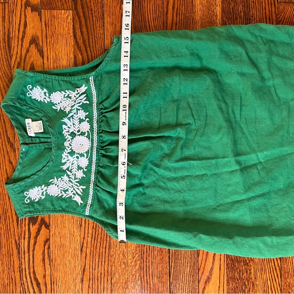 J. Crew | Kelly Green Embroidered Linen Tank 0 - Picture 2 of 6